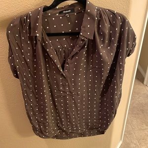Soft Forest Green Polka Dot Madewell Top